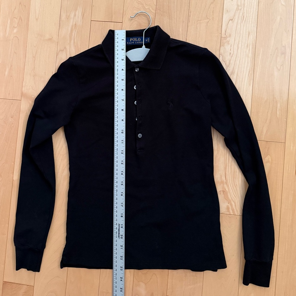 BLACK long sleeved  POLO Ralph Lauren polo 👕 shirt in EUC - Picture 3 of 6